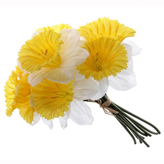Artificial Daffodils Bundle 9 Stems White 33cm Artificial Flowers